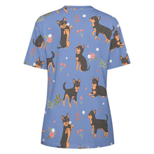 Load image into Gallery viewer, Black and Tan Flower Garden Chihuahua Women&#39;s All Over Print T Shirts - 5 Colors-Apparel-Apparel, Chihuahua, Shirt, T Shirt-11