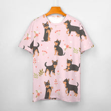 Load image into Gallery viewer, Black and Tan Flower Garden Chihuahua Women&#39;s All Over Print T Shirts - 5 Colors-Apparel-Apparel, Chihuahua, Shirt, T Shirt-12