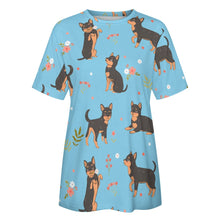 Load image into Gallery viewer, Black and Tan Flower Garden Chihuahua Women&#39;s All Over Print T Shirts - 5 Colors-Apparel-Apparel, Chihuahua, Shirt, T Shirt-16