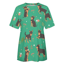 Load image into Gallery viewer, Black and Tan Flower Garden Chihuahua Women&#39;s All Over Print T Shirts - 5 Colors-Apparel-Apparel, Chihuahua, Shirt, T Shirt-17