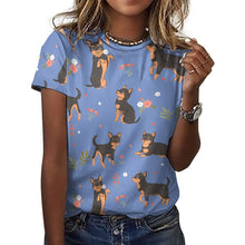 Load image into Gallery viewer, Black and Tan Flower Garden Chihuahua Women&#39;s All Over Print T Shirts - 5 Colors-Apparel-Apparel, Chihuahua, Shirt, T Shirt-21