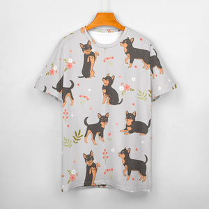 Black and Tan Flower Garden Chihuahua Women's All Over Print T Shirts - 5 Colors-Apparel-Apparel, Chihuahua, Shirt, T Shirt-6