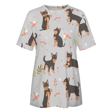 Load image into Gallery viewer, Black and Tan Flower Garden Chihuahua Women&#39;s All Over Print T Shirts - 5 Colors-Apparel-Apparel, Chihuahua, Shirt, T Shirt-7