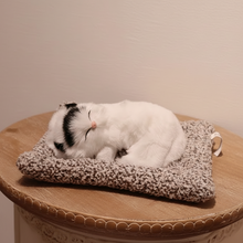 Load image into Gallery viewer, Black and White Cat Kitten Stuffed Animal - Realistic Sleeping Design - Press to Meow Sound-2