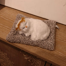Load image into Gallery viewer, Grey Tabby Cat Kitten Stuffed Animal - Realistic Sleeping Design - Press to Meow Sound-3