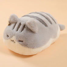 Load image into Gallery viewer, Black and White Cat Pillow - Sleepy Plush Fat Cat Loaf-11