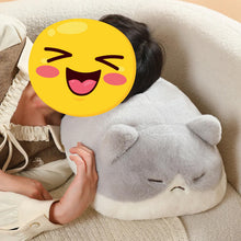Load image into Gallery viewer, Tabby Grey and White Cat Pillow and Plush Toy - Sleepy Fat Cat Loaf