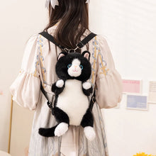 Load image into Gallery viewer, Black and White Cat Plush Toy and Backpack - Adorable Everyday Cat and Carry-Stuffed Animals-Bags,Black and White Cat,Cats,Stuffed Animal-15