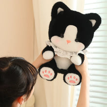 Load image into Gallery viewer, Black and White Cat Plush Toy - Lace Ruffle Collar Design-3