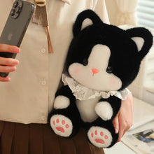 Load image into Gallery viewer, Black and White Cat Plush Toy - Lace Ruffle Collar Design-6