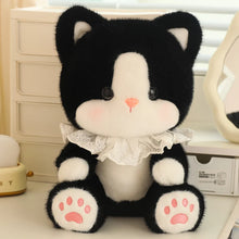 Load image into Gallery viewer, Black and White Cat Plush Toy - Lace Ruffle Collar Design-balck-30cm-1