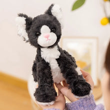 Load image into Gallery viewer, Black and White Cat Plush Toys - Furry Texture - Sitting and Belly Flop Design-24