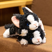 Load image into Gallery viewer, Black and White Cat Plush Toys - Furry Texture - Sitting and Belly Flop Design-2