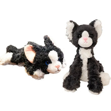 Load image into Gallery viewer, Black and White Cat Plush Toys - Furry Texture - Sitting and Belly Flop Design-2pc-25cm-30