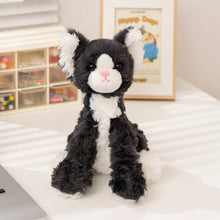 Load image into Gallery viewer, Black and White Cat Plush Toys - Furry Texture - Sitting and Belly Flop Design-Sit-25cm-31