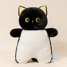 Load image into Gallery viewer, Black and White Cat Plushie - Confetti Print Fabric Belly Design-black cat-50cm-1