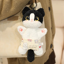 Load image into Gallery viewer, Black and White Cat Plushie - Kitten Wearing Diaper Pants-6