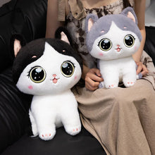 Load image into Gallery viewer, Black and White Cat Soft Toy - Big Eyed Kawaii Kitty-7