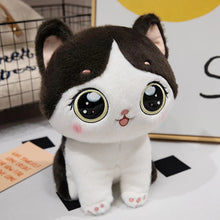 Load image into Gallery viewer, Black and White Cat Soft Toy - Big Eyed Kawaii Kitty-black-25cm-1