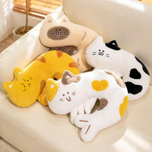Load image into Gallery viewer, Black and White Cat Soft Toy - Whimsical Prawn Cat Plush Toy and Neck Pillow-11