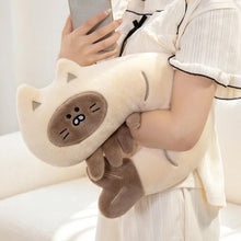 Load image into Gallery viewer, Black and White Cat Soft Toy - Whimsical Prawn Cat Plush Toy and Neck Pillow-4