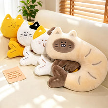 Load image into Gallery viewer, Black and White Cat Soft Toy - Whimsical Prawn Cat Plush Toy and Neck Pillow-5