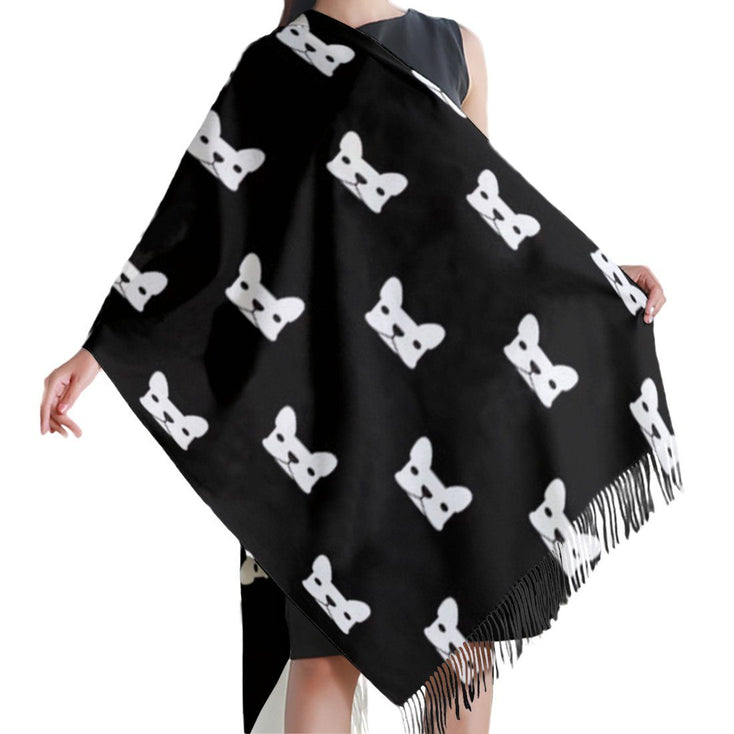 Black and White French Bulldog Love Warm Winter ShawlAccessories