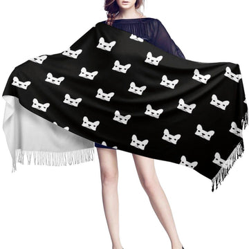 Black and White French Bulldog Love Warm Winter ShawlAccessories