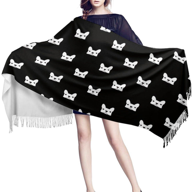 Black and White French Bulldog Love Warm Winter ShawlAccessories