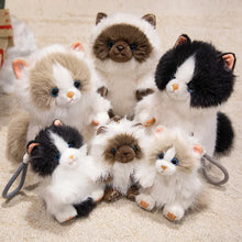 Load image into Gallery viewer, Black and White Persian Cat Bag Charm - Sitting with Blue Eyes-2