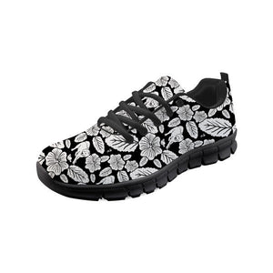 Black and White Shiba Inu Love Women's Sneakers-Footwear-Dogs, Footwear, Shiba Inu, Shoes-Black with Black Soles-6-2