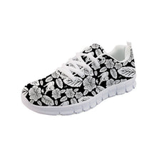 Load image into Gallery viewer, Black and White Shiba Inu Love Women&#39;s Sneakers-Footwear-Dogs, Footwear, Shiba Inu, Shoes-Black with White Soles-8.5-1