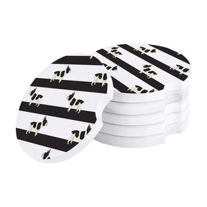 Black and White Stripes French Bulldog Ceramic Car Coasters-Car Accessories-Car Accessories, Coaster, Dogs, French Bulldog, Home Decor-3