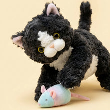 Load image into Gallery viewer, Black and White Tuxedo Cat Plush Toy - Furry Round Belly Cuddle Buddy-5