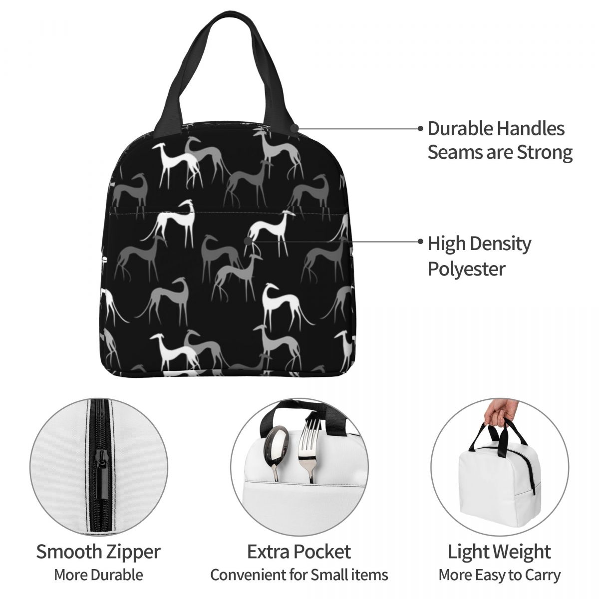 Custom Greyhound Lunch Bag Women Cooler Warm Insulated Lunch Box For  Student School Whippet Sighthound Dog Portable Picnic Bags