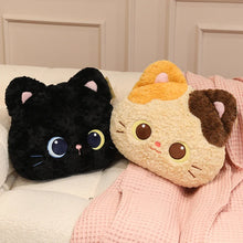 Load image into Gallery viewer, Black Bombay Cat Pillow - Made of Plush - Kawaii Design with Heterochromia Eyes-3