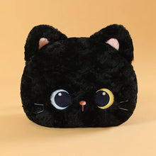 Load image into Gallery viewer, Black Bombay Cat Pillow - Made of Plush - Kawaii Design with Heterochromia Eyes-5