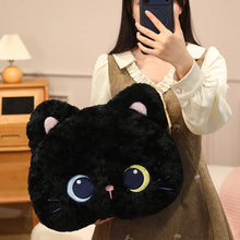Load image into Gallery viewer, Black Bombay Cat Pillow - Made of Plush - Kawaii Design with Heterochromia Eyes-8