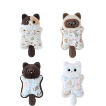 Load image into Gallery viewer, Black Bombay Cat Plushie - Big Eyes with Patterned Fabric Body-2