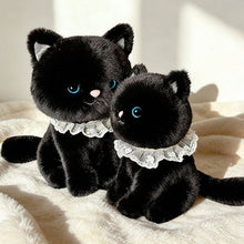 Load image into Gallery viewer, Black Bombay Cat Plushie - Big Eyes with Ruffle Collar-11