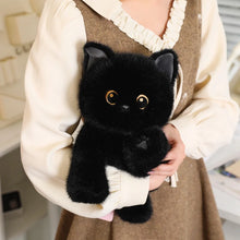 Load image into Gallery viewer, Black Bombay Cat Stuffed Animal - Sitting Design with Big Eyes-11
