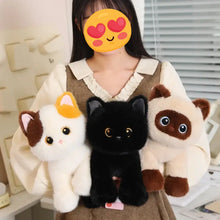 Load image into Gallery viewer, Black Bombay Cat Stuffed Animal - Sitting Design with Big Eyes-14