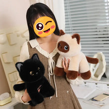 Load image into Gallery viewer, Black Bombay Cat Stuffed Animal - Sitting Design with Big Eyes-13