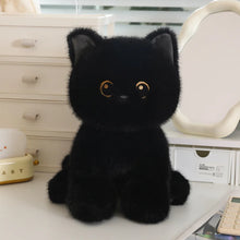 Load image into Gallery viewer, Black Bombay Cat Stuffed Animal - Sitting Design with Big Eyes-black cat-30cm-1