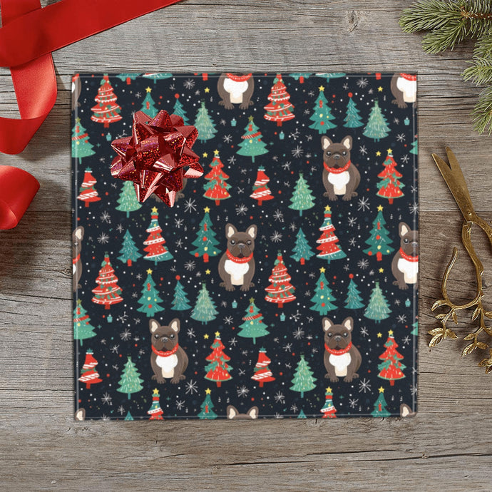 Black / Brindle French Bulldog Festive Christmas Gift Wrapping Paper - 2 Rolls-Christmas Ornament-Christmas,French Bulldog,Wrapping Paper-1