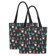 Load image into Gallery viewer, Black / Brindle French Bulldog Festive Frolic Large Canvas Tote Bags - Set of 2-Accessories-Accessories, Bags, French Bulldog-2