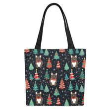 Load image into Gallery viewer, Black / Brindle French Bulldog Festive Frolic Large Canvas Tote Bags - Set of 2-Accessories-Accessories, Bags, French Bulldog-5