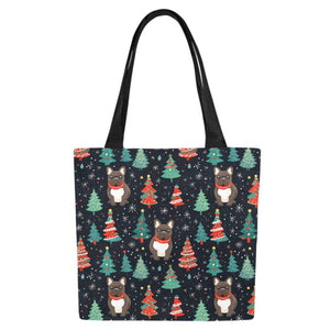 Black / Brindle French Bulldog Festive Frolic Large Canvas Tote Bags - Set of 2-Accessories-Accessories, Bags, French Bulldog-5
