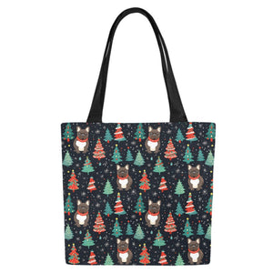 Black / Brindle French Bulldog Festive Frolic Large Canvas Tote Bags - Set of 2-Accessories-Accessories, Bags, French Bulldog-6