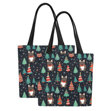 Load image into Gallery viewer, Black / Brindle French Bulldog Festive Frolic Large Canvas Tote Bags - Set of 2-Accessories-Accessories, Bags, French Bulldog-8